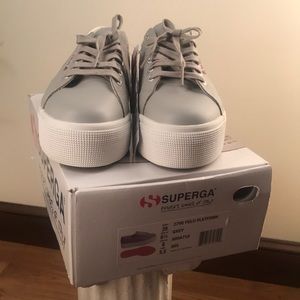 Grey Superga Platform Shoes